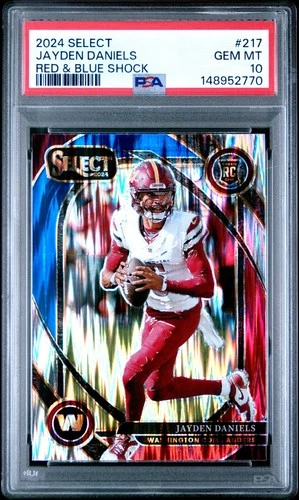 2024 Panini Select Jayden Daniels Red Blue Shock #217 PSA 10