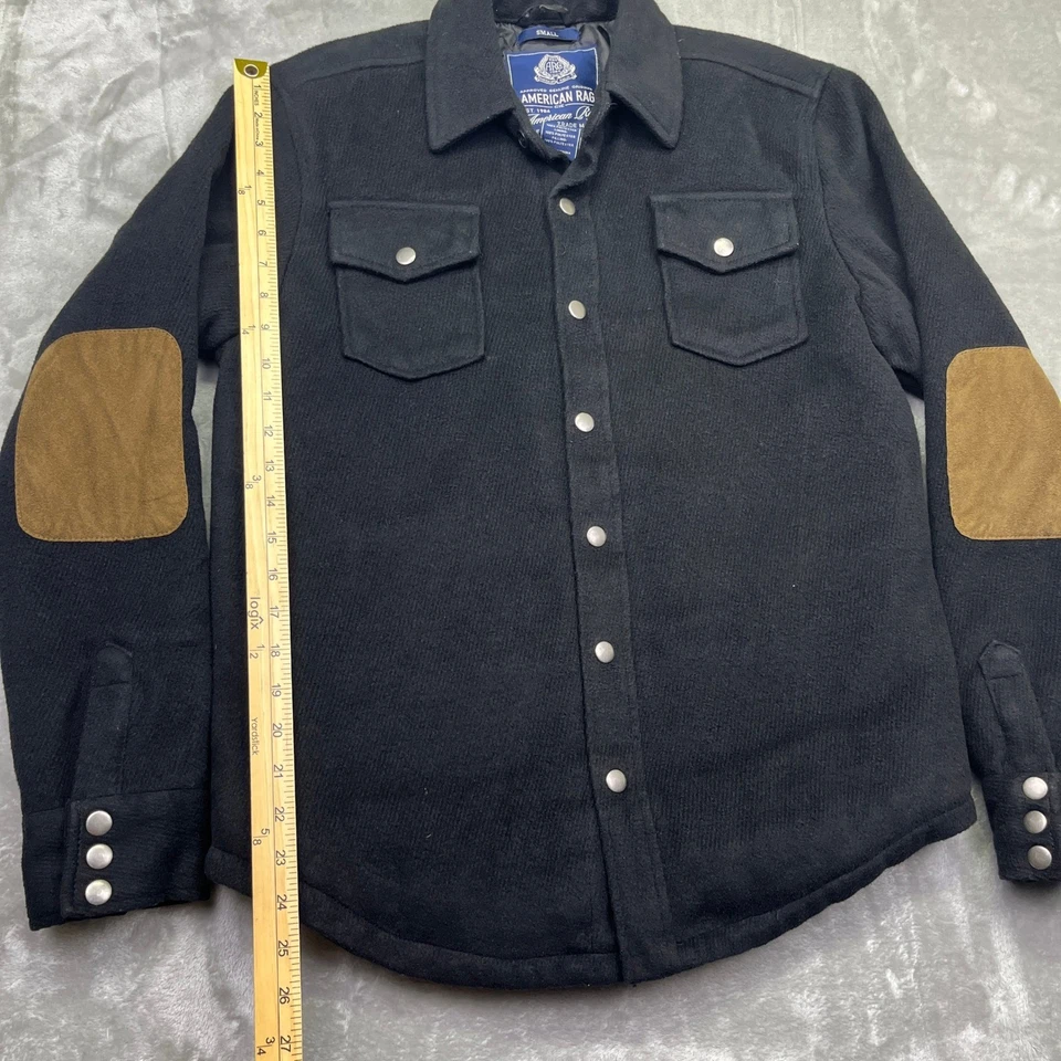 American Rag Wool Blend Shirt Jacket Quilted Lined Elbow Patch Small Boho Grunge - Image 2 of 4
