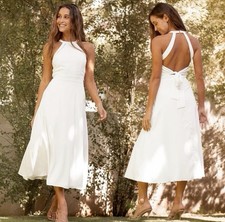 NWOT Lulus Summer Dream White Halter Midi Dress Size S
