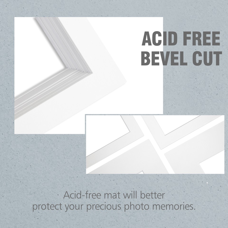 Pack of 5 Picture Mats for Photos Acid Free 4-Ply White Core Multiple ...