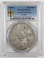 1646 Netherlands Gelderland Silver Daalder D-4849 PCGS MS62