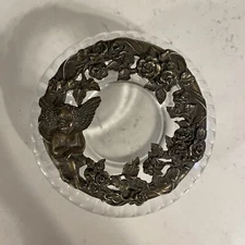 VINTAGE RAWCLIFFE PEWTER 1993 ángel Floral POTPOURRI JAR glass base EUC