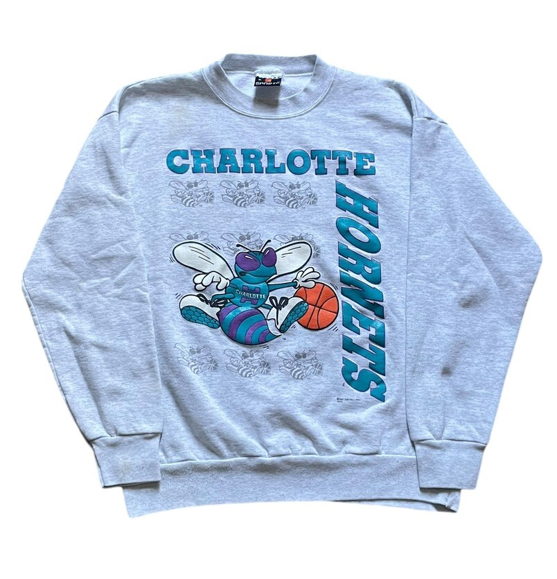 Vintage 90s Charlotte Hornets Crewneck Sweatshirt NBA 1991 Signal Sports Size XL