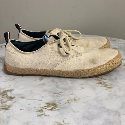 Ben Sherman Mens Size Shoes White Brown Canvas Casual Low Top Skater  Sneaker