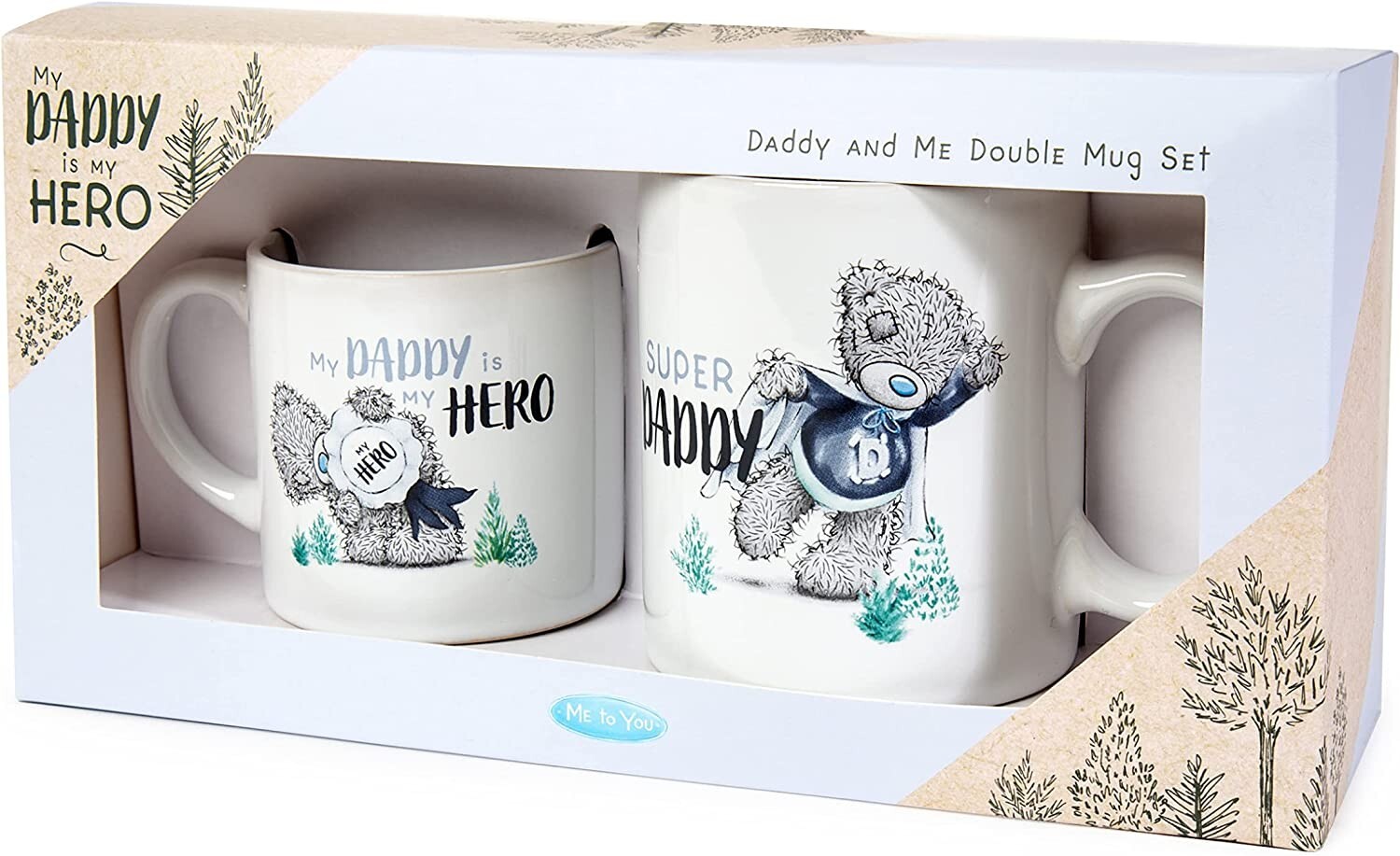 Me to You Gift Daddy and  Me Double Mugs Daddy My Hero Ripped Box Packaging