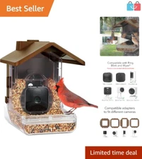 Solar-Powered Bird Feeder Case with Space for Blink & Wyze Cameras - 1.7 lbs