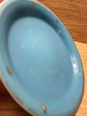 Rare PV Portieux Vallerysthal STARS French BLUE OPALINE Art Glass