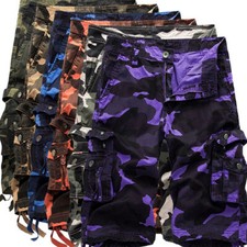 Mens Army Casual Cargo Combat Shorts Cotton Work Chino Camo Half Pant Sz 29-40