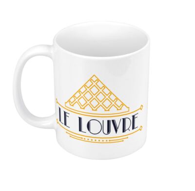 Tasse Keramik Becher Le Louvre Paris Frankreich Retro Modern Luxus