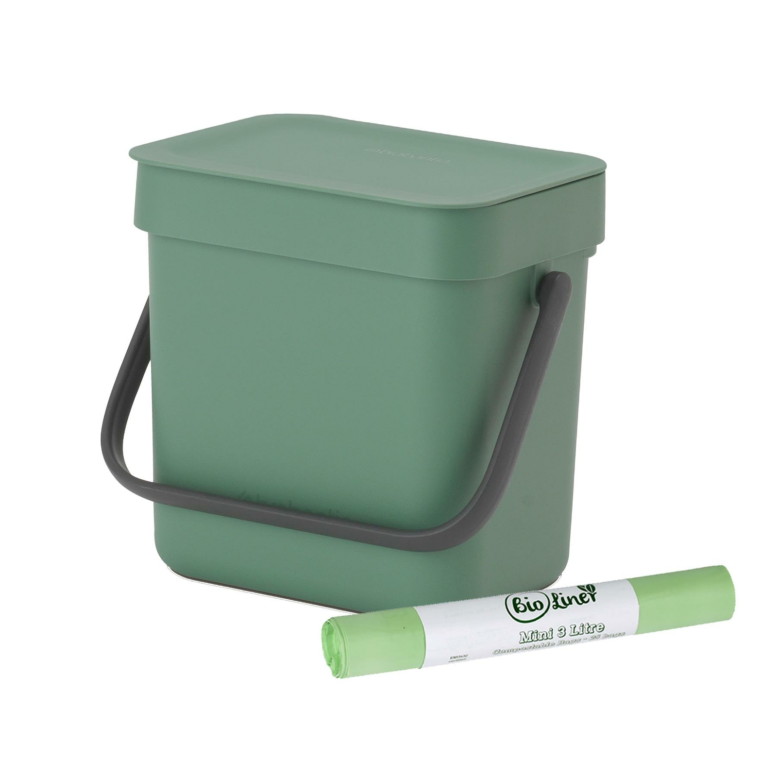Brabantia Sort & Go Food Waste Bin–3 Litre–Fir Green & 25 x 3L Compostable Bags