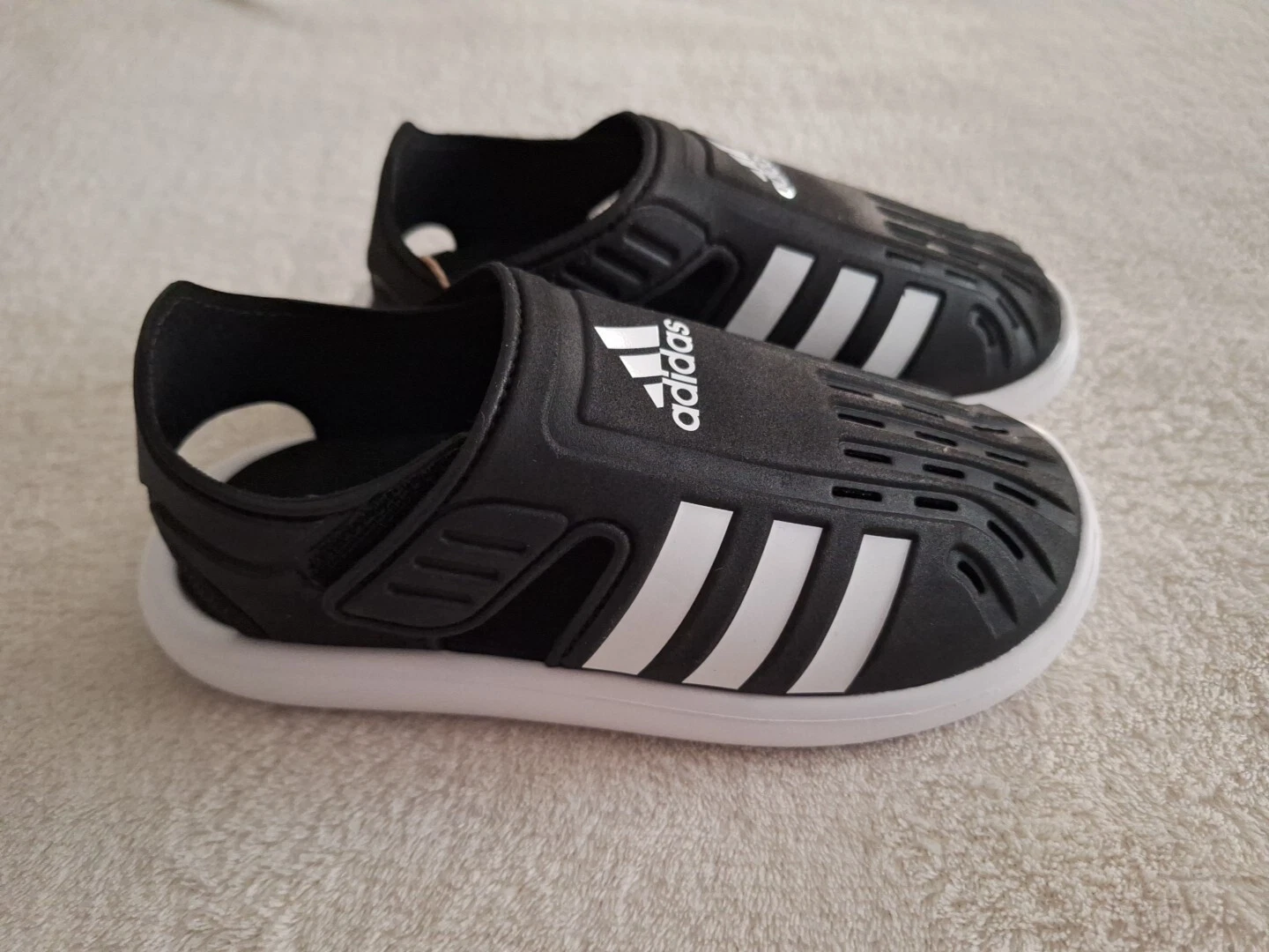Adidas Sandalo Acqua Bambino Punta Chiusa Nero Bianco Leggero Regolabile Taglia 13K