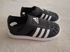 Adidas Kids Closed Toe Water Sandals Black White Lightweight Adjustable Size 1Y