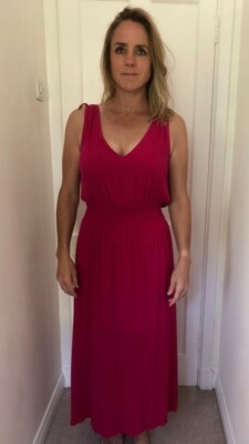 Sosandar Deep Pink Maxi dress UK12 UK