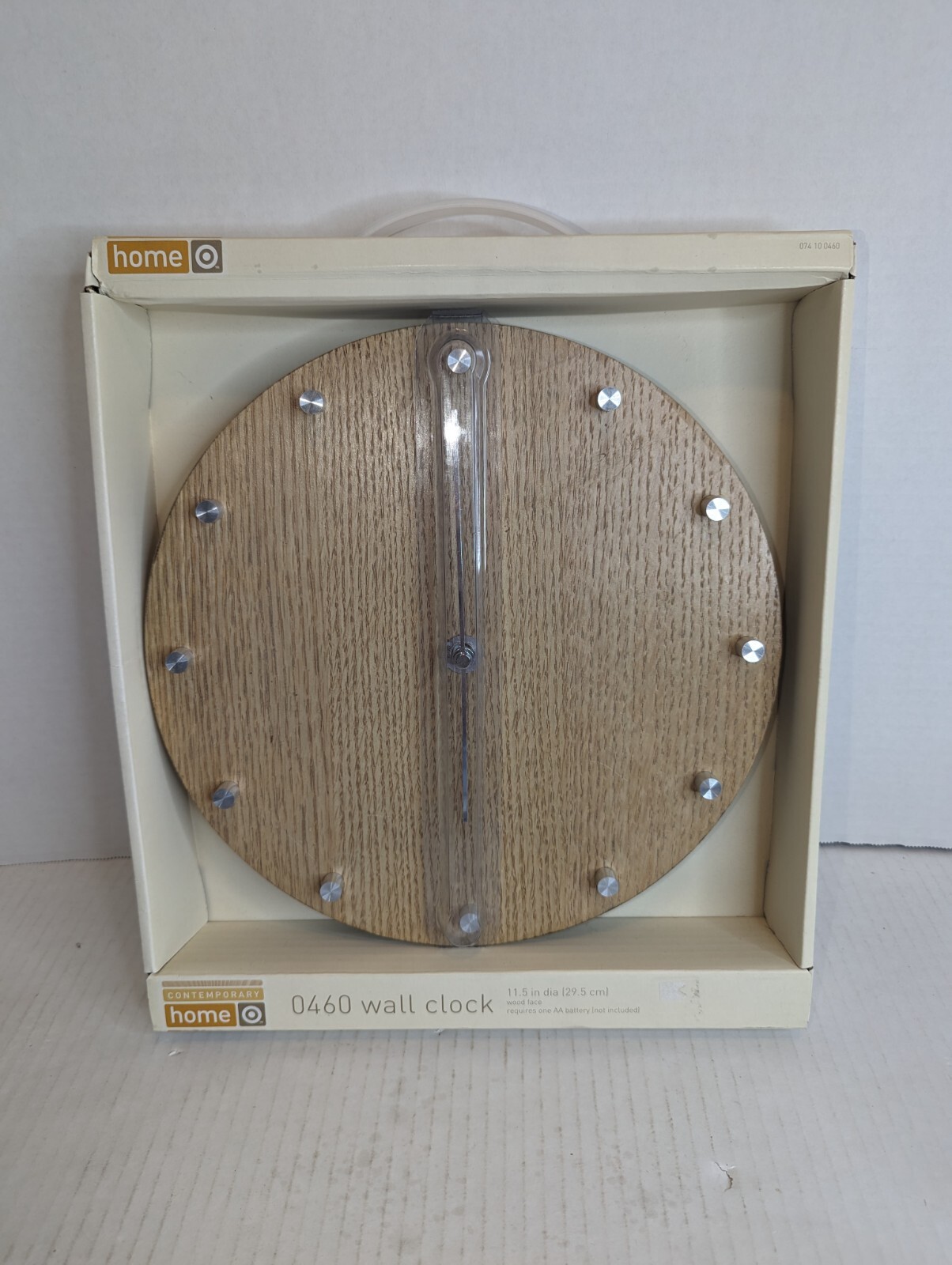 Target Home #0460 Wood Face Stainless 11.5 In Dia Wall Clock