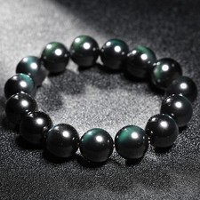 Natural Rainbow Obsidian Stone Beaded Bracelet 10mm Stone Stretch Bracelet