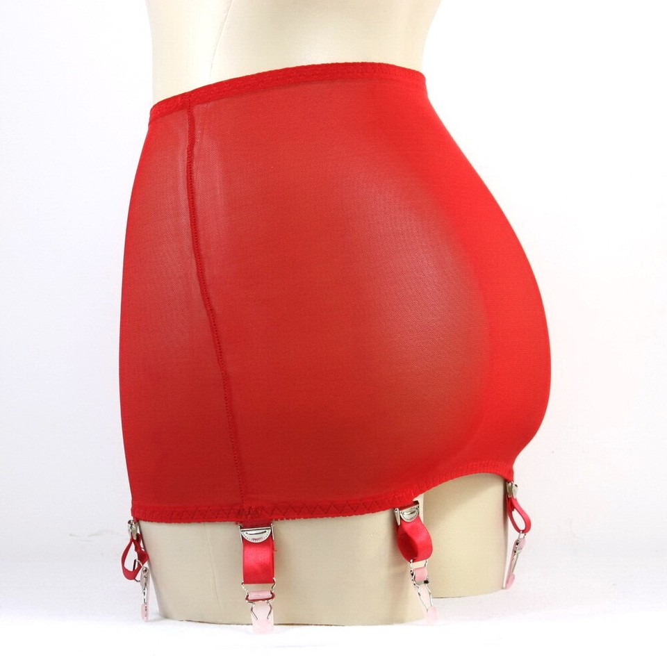 Luxallacki Bretella Vintage A 6 Cinghie In Rete Velata Con Chiusure Regolabili In Metallo Per Calze Autoreggenti, Rosso, S - Foto 13