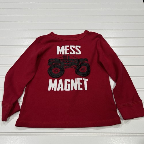 CHILDREN’S PLACE Boy’s Truck Long Sleeve Graphic Shirt Size 5T Black Red - Picture 2 of 8