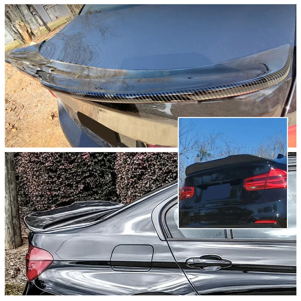 Carbon Fiber PSM Style Rear Trunk Spoiler Wing For BMW F30 F80 335i 328i 12-18 - Image 4 of 4
