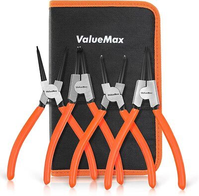#ad ValueMax 7 Inch 4 PCS Snap Ring Pliers Heavy Duty Set Internal External C Clip $16.59