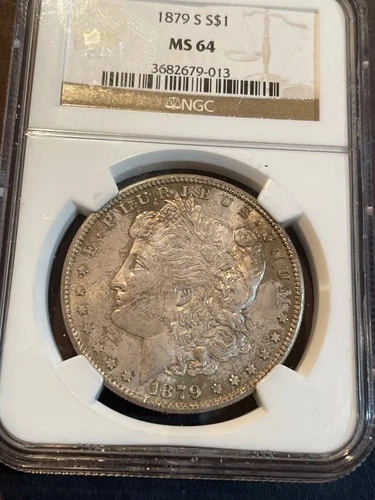 1879 s morgan silver dollar ms64 with Toning