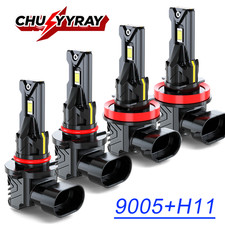 4x 9005 H11 Combo LED headlight High Low Beam Bulbs Kit 6000K Super White Bright