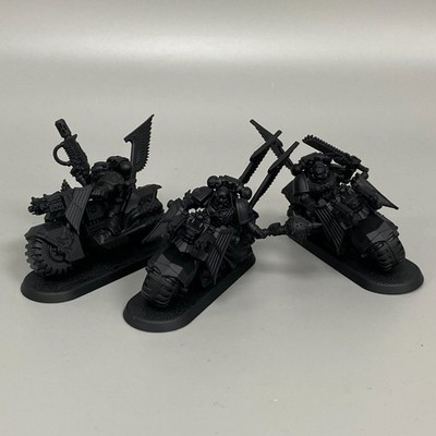 3 UMGEBAUTE RAVENWING BIKES BIKER WARHAMMER SPACE MARINES 40K DARK ANGELS
