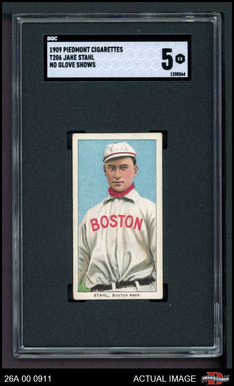 1909 T206 Jake Stahl No Glove Showing Red Sox VARIATION SGC 5 - EX