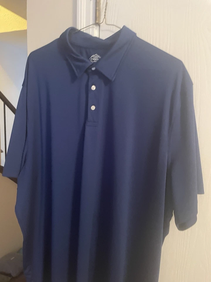 Camisa Polo St John’s Bay Para Hombre Estilo SS Poliéster Grande y Alta Talla 4XL Azul Marino Foto 2 de 4