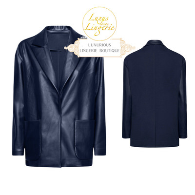 Vegan Body Lines Jacket By Wolford S Navy Imitation Leather Blazer Estella