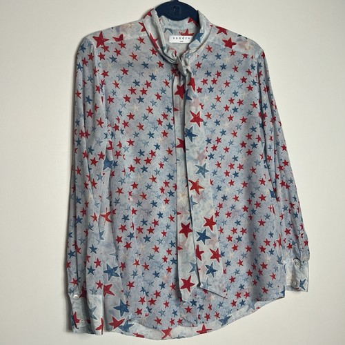 Sandro Paris Long Sleeves Red And Blue Stars Print US Size 6; FR 2 - Picture 2 of 18