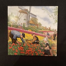 VINTAGE DUTCH ROYAL SCHWABAP TILE TULIP PICKER SEASON HOLLAND ROYAL MOSA 6"