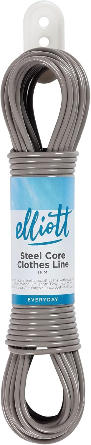 Elliott Steel Core Clothesline, 15 Meters, Extra Strong, PVC Coated Weather and