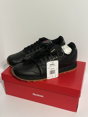 Reebok Classic Leather Running Course Shoes Sneakers Size 10.5 Black New