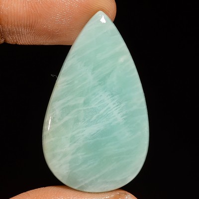 Authentic Amazonite Pear Shape Cabochon Loose Gemstone 36.5 Ct. 37X21X5 mm