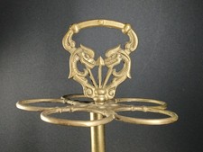 Vintage English Victorian Style Brass Umbrella Cane Stand w/ Dragon Handle 29" 