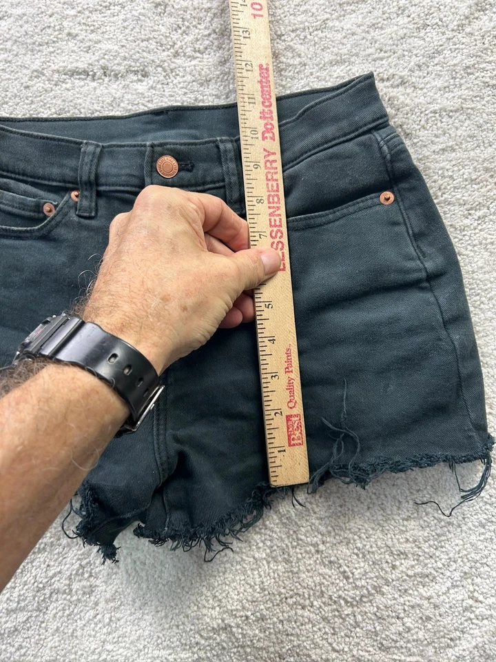 Pantalones Cortos ROSA Victoria's Secret Para Mujer 24 Tiro Alto Dobladillo Deshilachado Denim Envejecido Je Foto 3 de 4