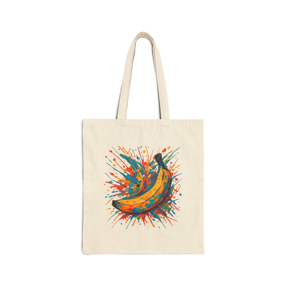 Abstract Banana Print Cotton Canvas Tote Bag 15x16