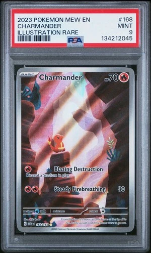2023 POKEMON MEW EN-151 ILLUSTRATION RARE #168 CHARMANDER PSA 9