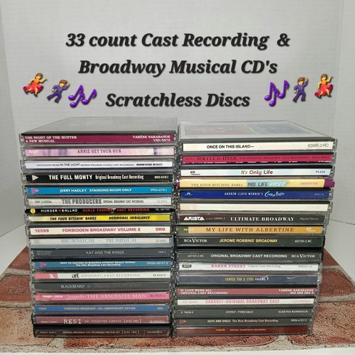 Lot of 33 Broadway Original Cast Recordings, Musical Recordings Scratchless Disc