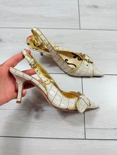 Just Cavalli vintage crocodile print pumps with gold hardware Size 36EUR