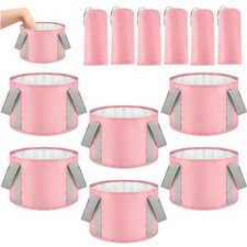 14L 6 Pcs Pink Collapsible Foot Basin Tub Portable Soaking Feet Bath Bag Fold...