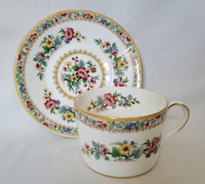COALPORT English Bone China Ming Rose Flat Teacup  Saucer Set EXC