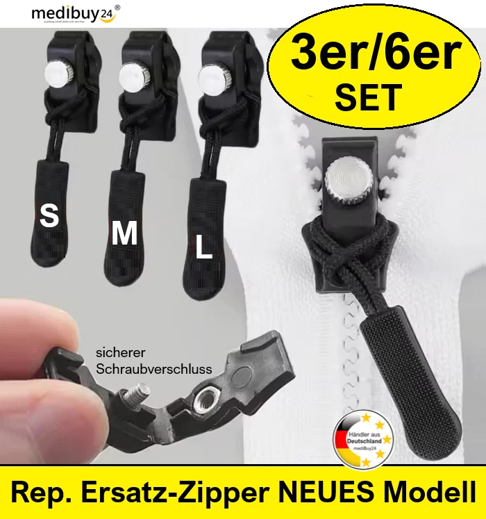 MEDIBUY24 Reißverschluss Reparatur ZIPPER SET Schieber Verschluss Hose Jacke Tasche 3-6x