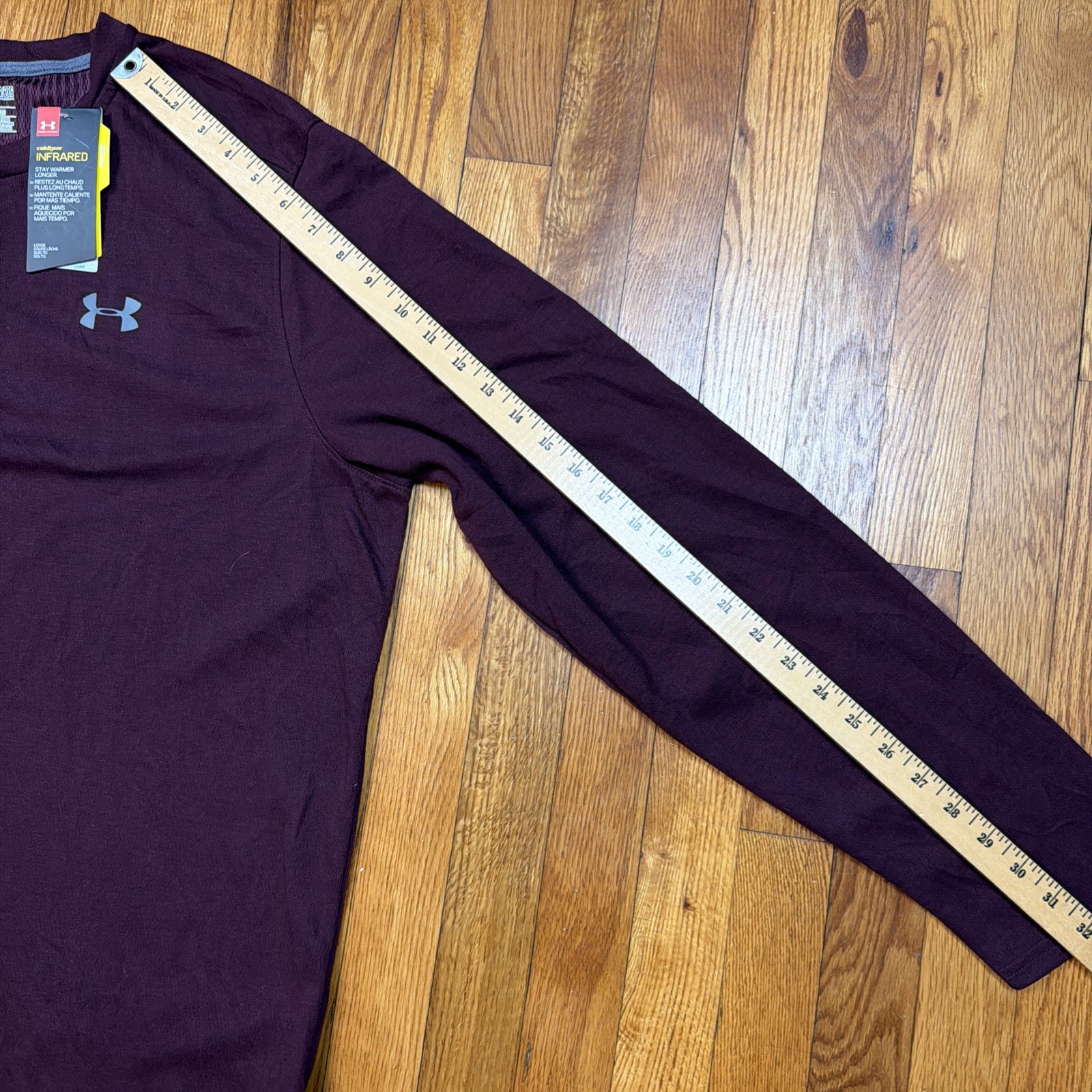 Under Armour Coldgear Infrared Shirt Mens 2XL Loose Henley Athletic Maroon Red thumbnail 9