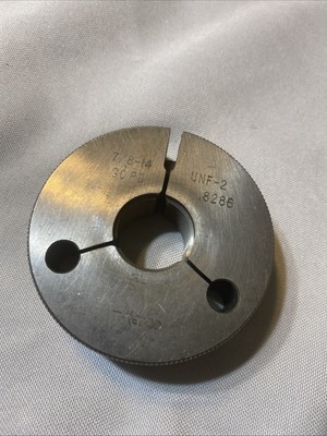 7/8 14 UNF 2 THREAD RING GAGE .875 .8750 GO ONLY P.D. = .8286 UNF-2 (RG19)
