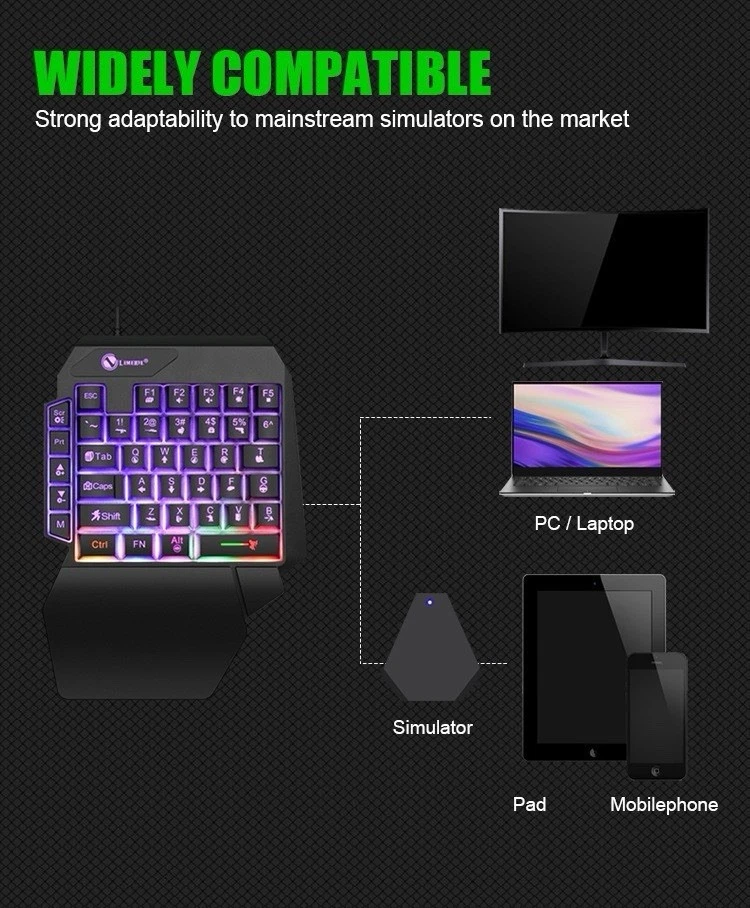 35-Key One-Handed Mini Gaming Keyboard, Wired USB, Ultra-Thin Backlit - Immagine 3 di 4