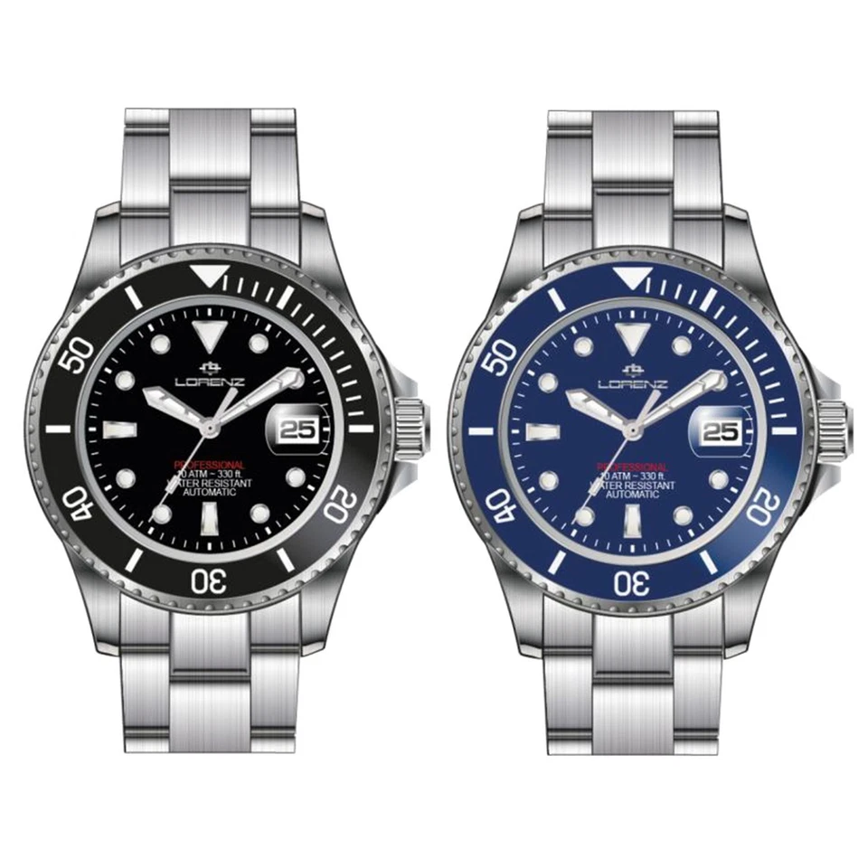 Lorenz Sport Ceramic Orologio uomo automatico in acciaio con ghiera in ceramica