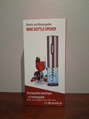 RECHARGEABLE Electric Wine Opener Corkscrew w/ Foil Cutter Automatic Open Box 
