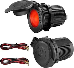 2 Pack 12V Cigarette Lighter Socket, Universal Aut Size: Cylindrical/Red Light