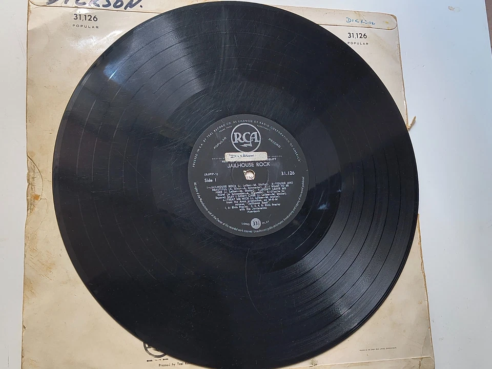 Vinyle rare Elvis Presley Jailhouse Rock LP 31 126 Black Label 1958 - Photo 4/4